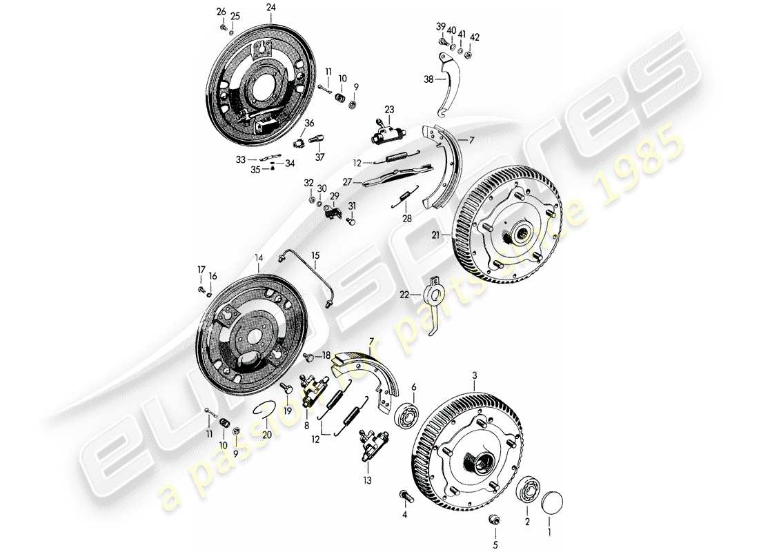 porsche 1951 (356/356a) brems-ersatzteildiagramm