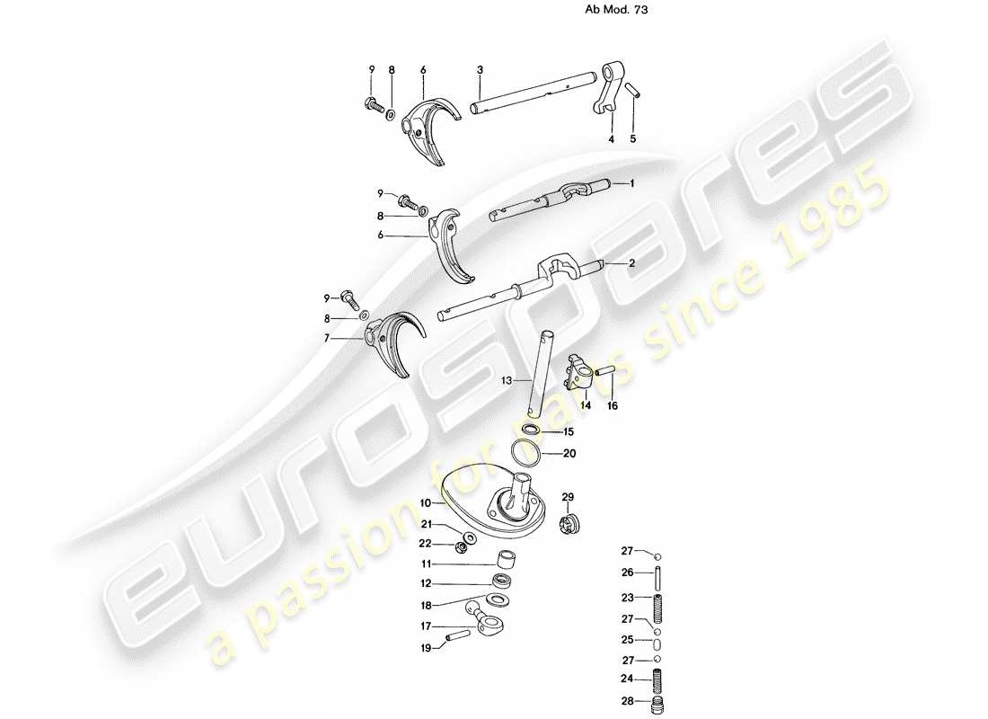 porsche 1970 (914) schaltstangen - schaltgabeln - für - 5-speed - getriebe - d - mj 1973>> ersatzteildiagramm