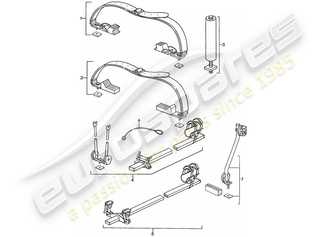 porsche 1986 (924s) dachtransportsystem ersatzteildiagramm