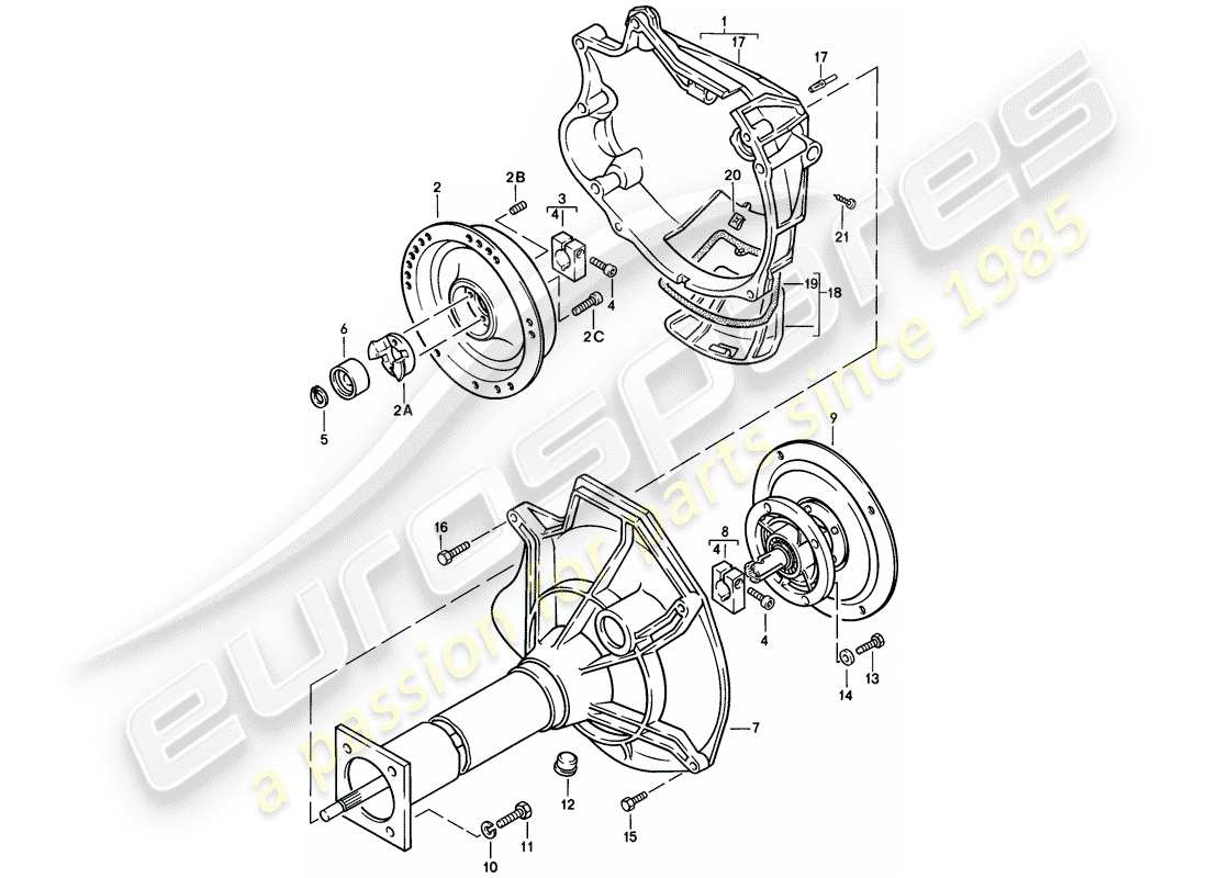 porsche 1976 (924) zentralrohr - automatikgetriebe ersatzteildiagramm