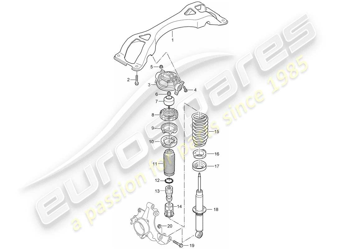 porsche 2008 (cayenne e1 9pa) aufhängung teilediagramm