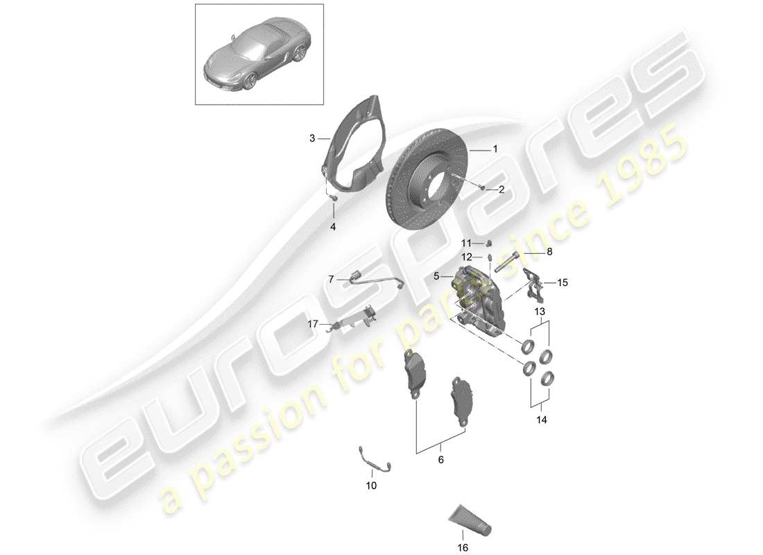 porsche 2013 (981 boxster) scheibenbremsen ersatzteildiagramm
