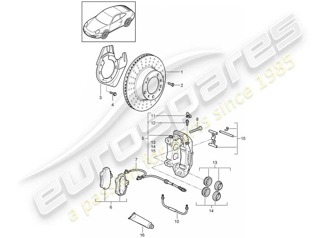 porsche 2012 (997-2) scheibenbremsen ersatzteildiagramm