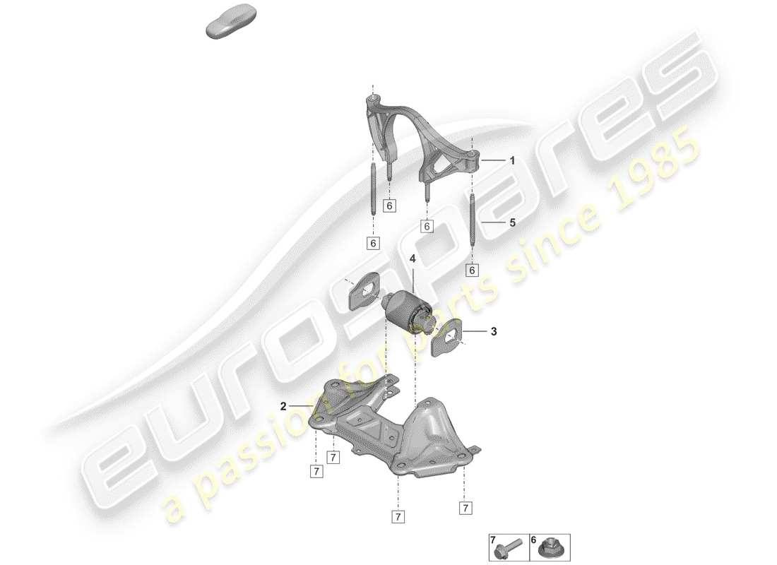 porsche 2019 (992-1) befestigungsteile für motor und ersatzteildiagramm