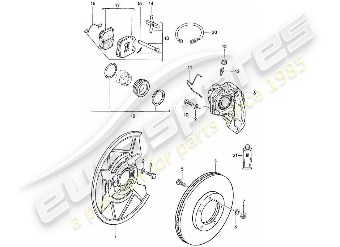 porsche 1989 (944) scheibenbremsen - vorderachse - d >> - mj 1989 ersatzteildiagramm
