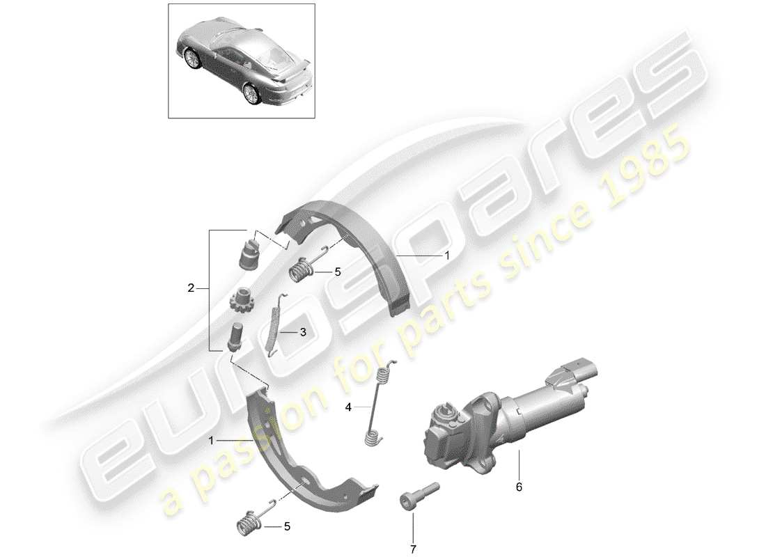 porsche 2019 (991-2 r/gt3/rs) parkbremse ersatzteildiagramm