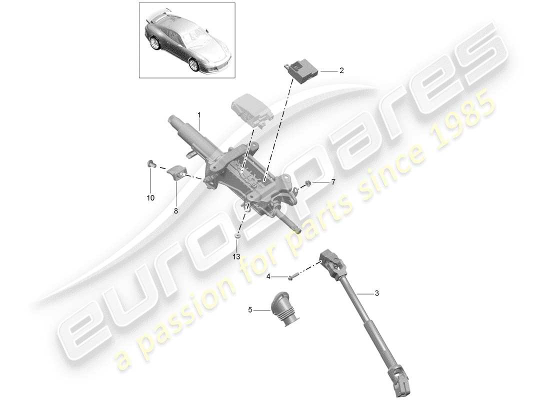 porsche 2019 (991-2 r/gt3/rs) lenksäule ersatzteildiagramm