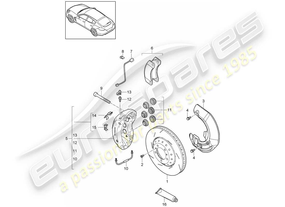 porsche 2016 (panamera 970) scheibenbremsen ersatzteildiagramm