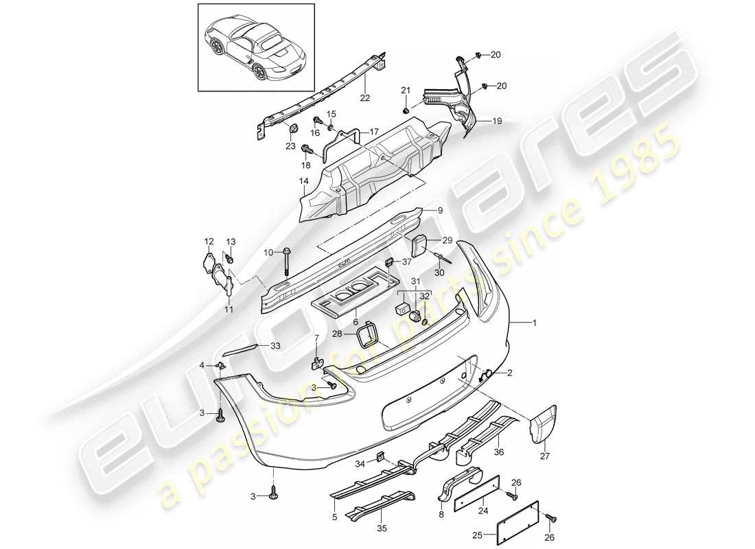 porsche 2009 (987 boxster) stoßstange ersatzteildiagramm