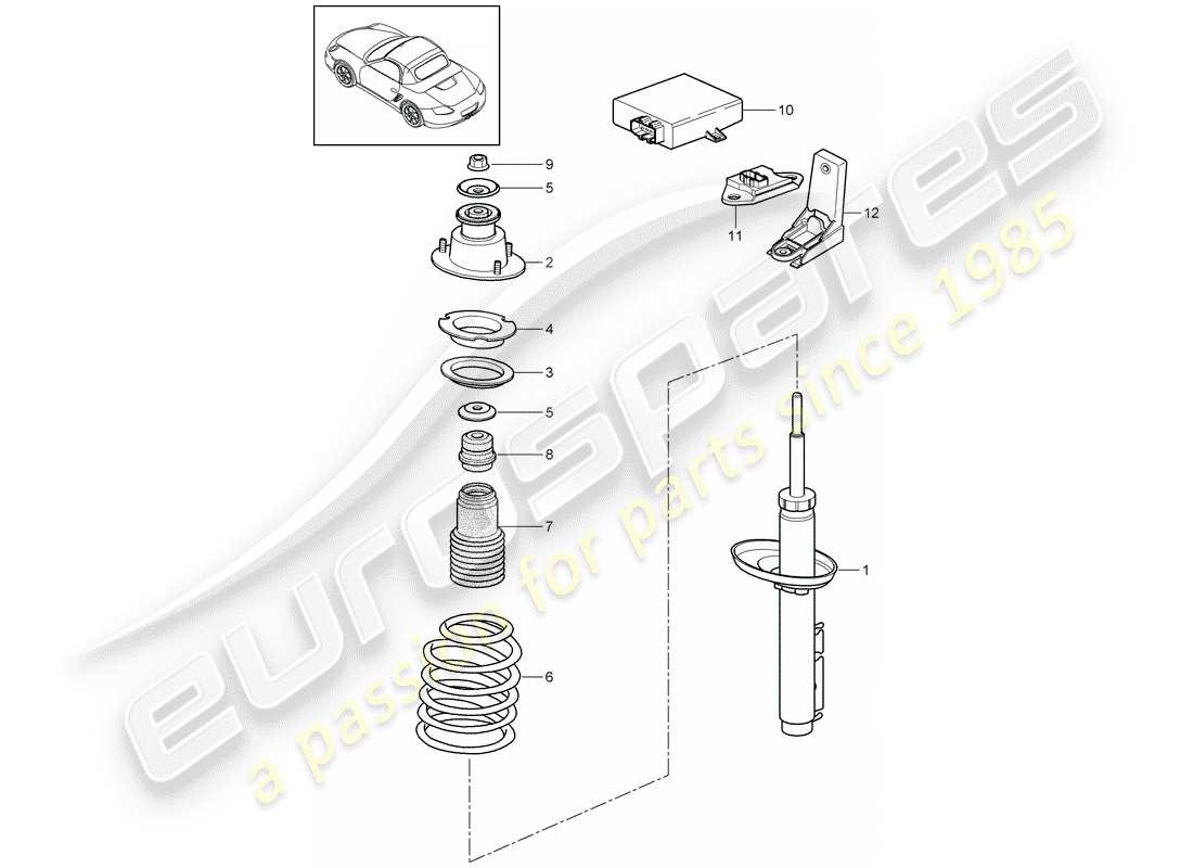 porsche 2012 (987 boxster) stossdämpfer teilediagramm