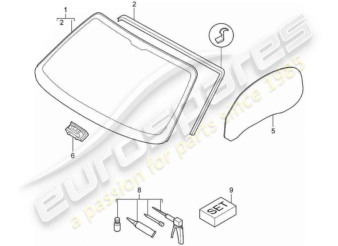 porsche 2006 (987 boxster) fensterverglasung ersatzteildiagramm