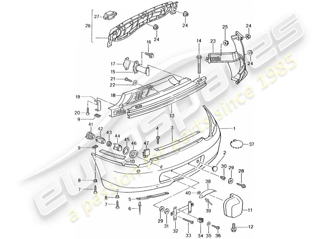 porsche 1998 (986 boxster) stoßstange ersatzteildiagramm