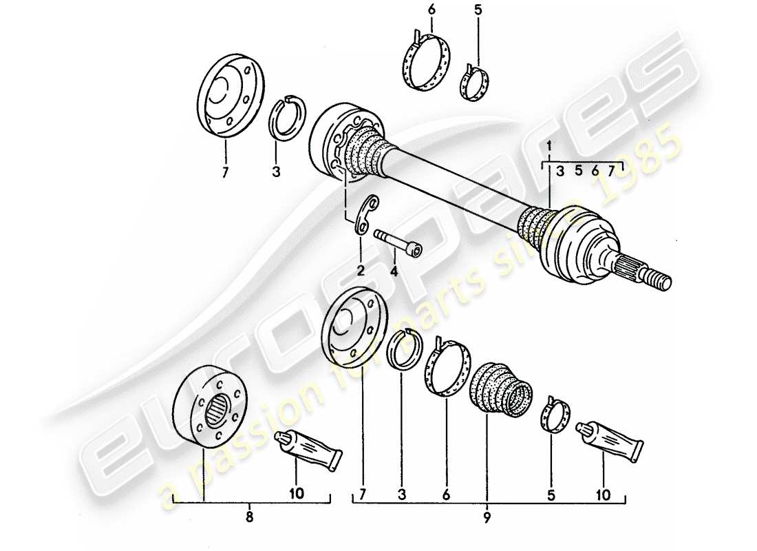 porsche 1995 (928) antriebswelle teilediagramm