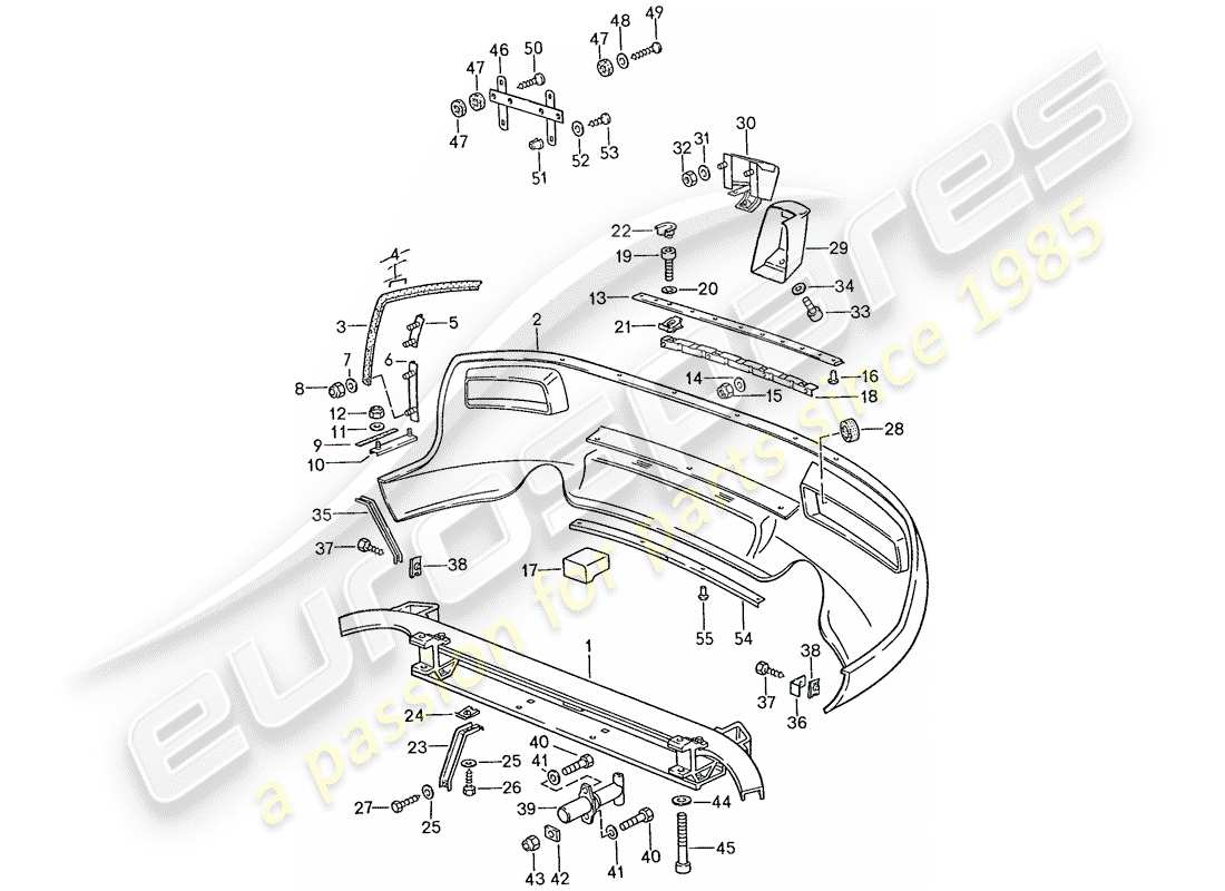 porsche 1988 (928) stoßstange ersatzteildiagramm