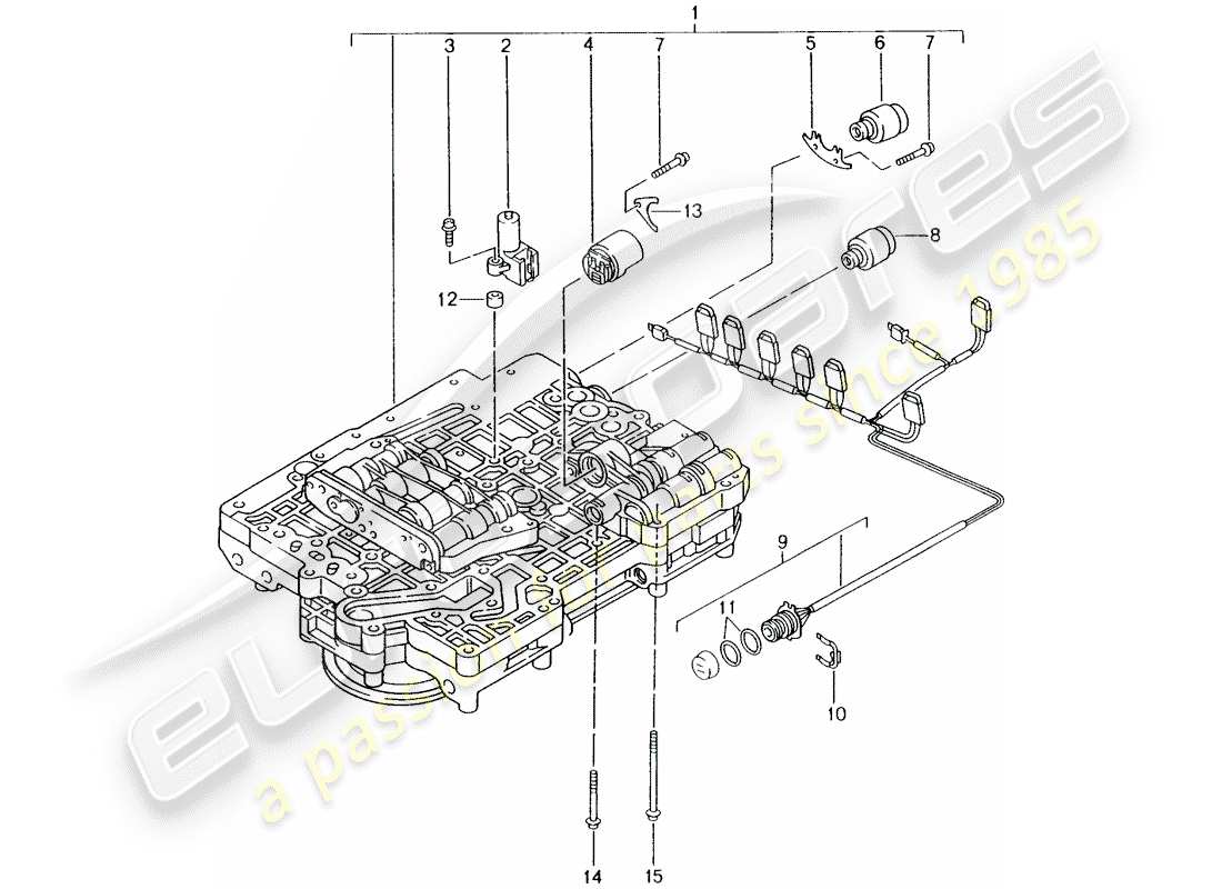 porsche 1997 (986 boxster) tiptronic - - ventilkörper - magnetventil - druckregler ersatzteildiagramm