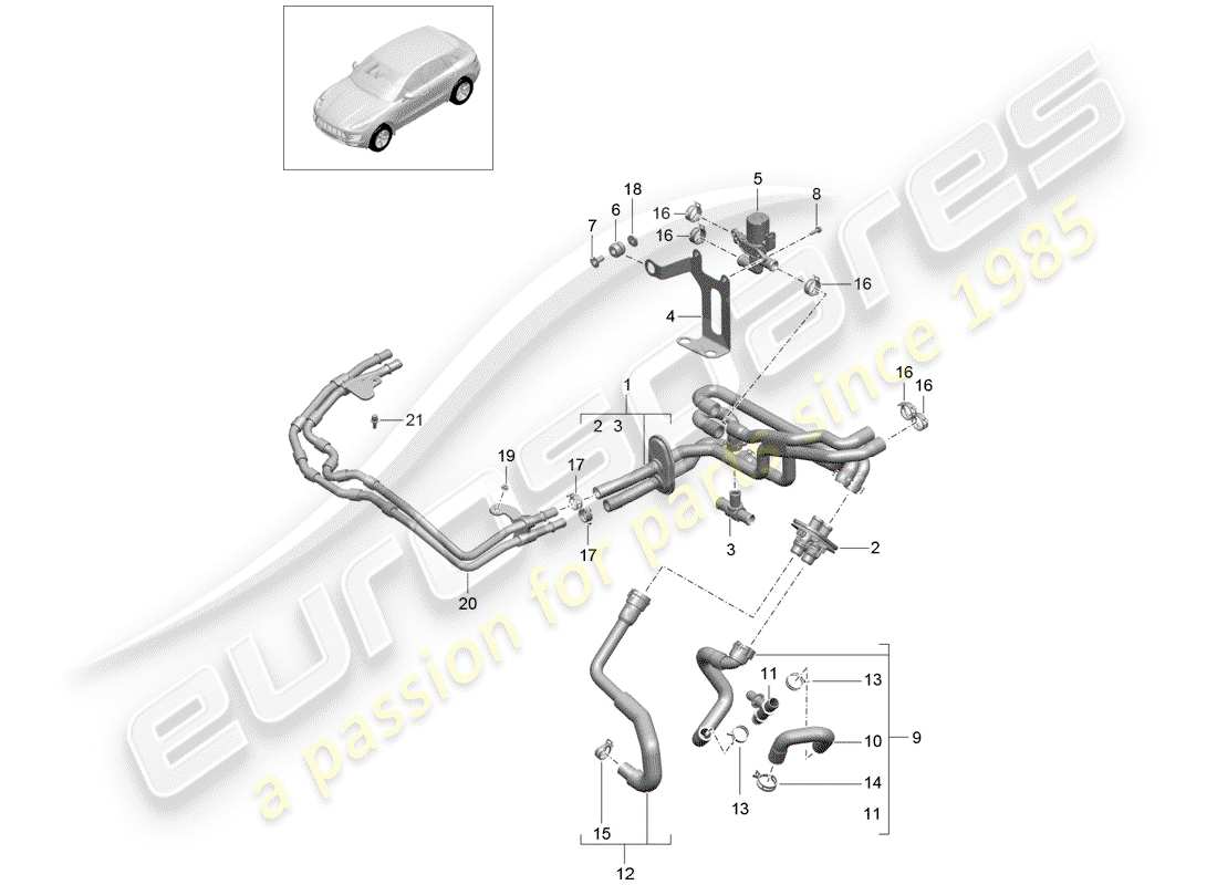 porsche 2014 (macan) heizung teilediagramm