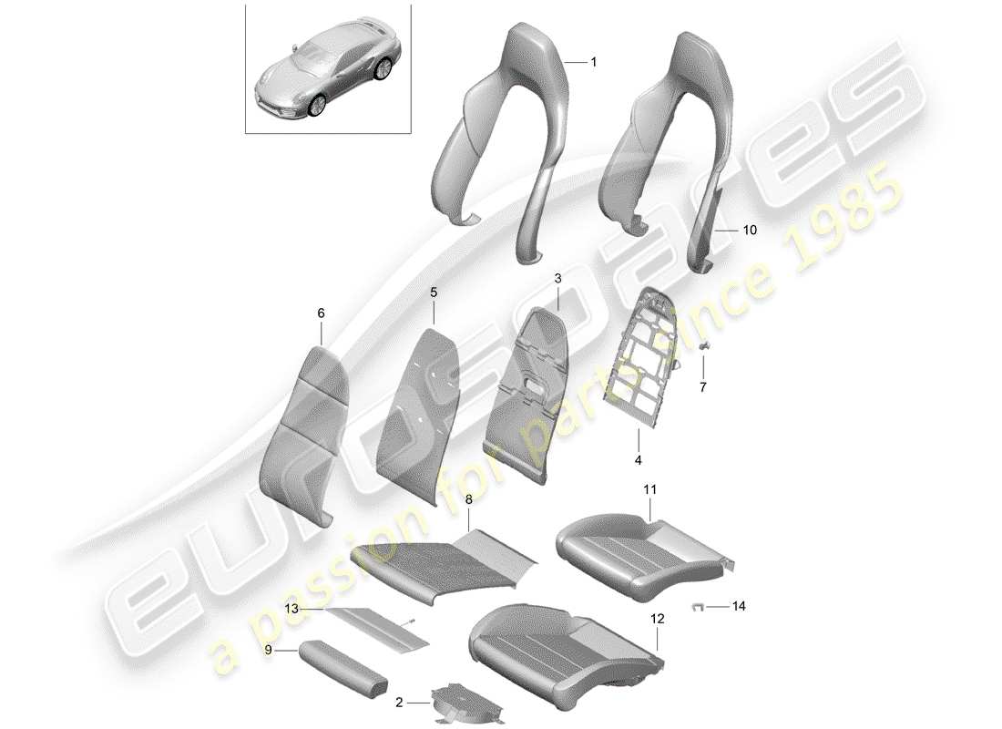 porsche 2014 (991-1 turbo) schaumteil teilediagramm