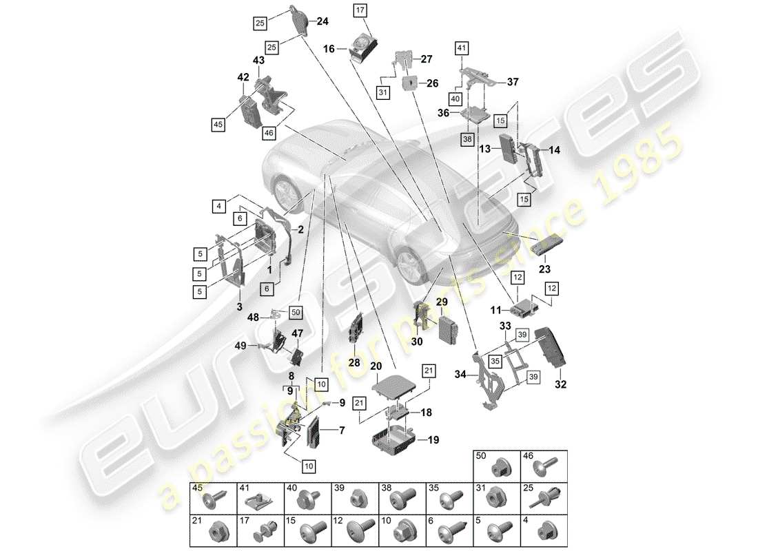 porsche 2019 (panamera 971-1) steuergeräte ersatzteildiagramm