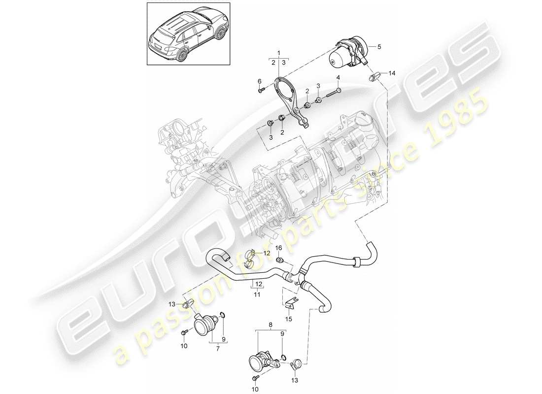 porsche 2014 (cayenne e2 92a) sekundärluftpumpe teilediagramm