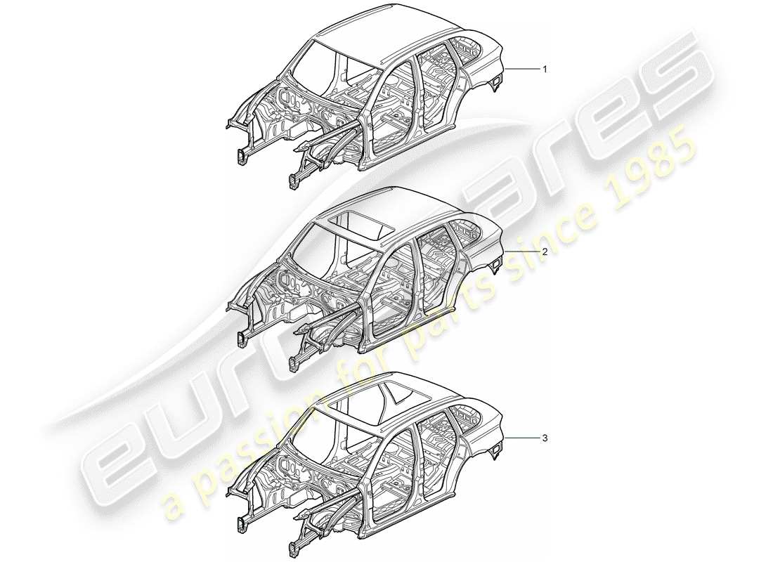 porsche 2014 (cayenne e2 92a) karosserie - teilediagramm