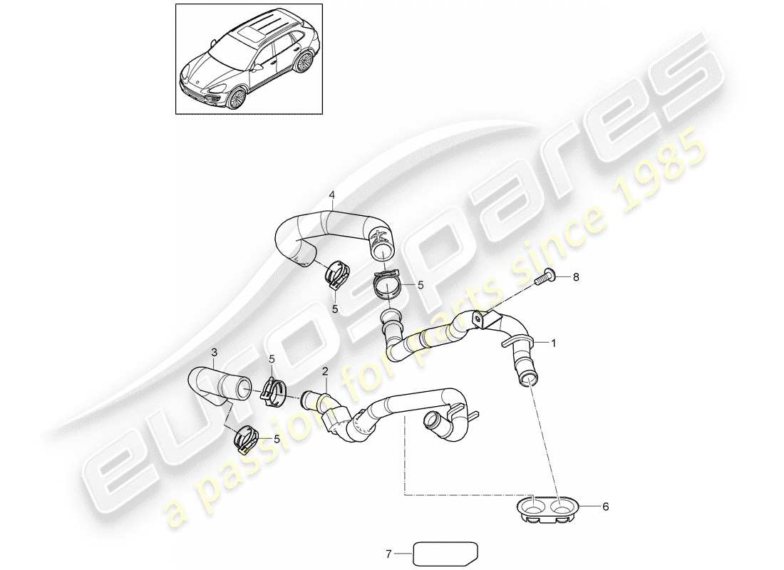 porsche 2011 (cayenne e2 92a) schlauch-teilediagramm