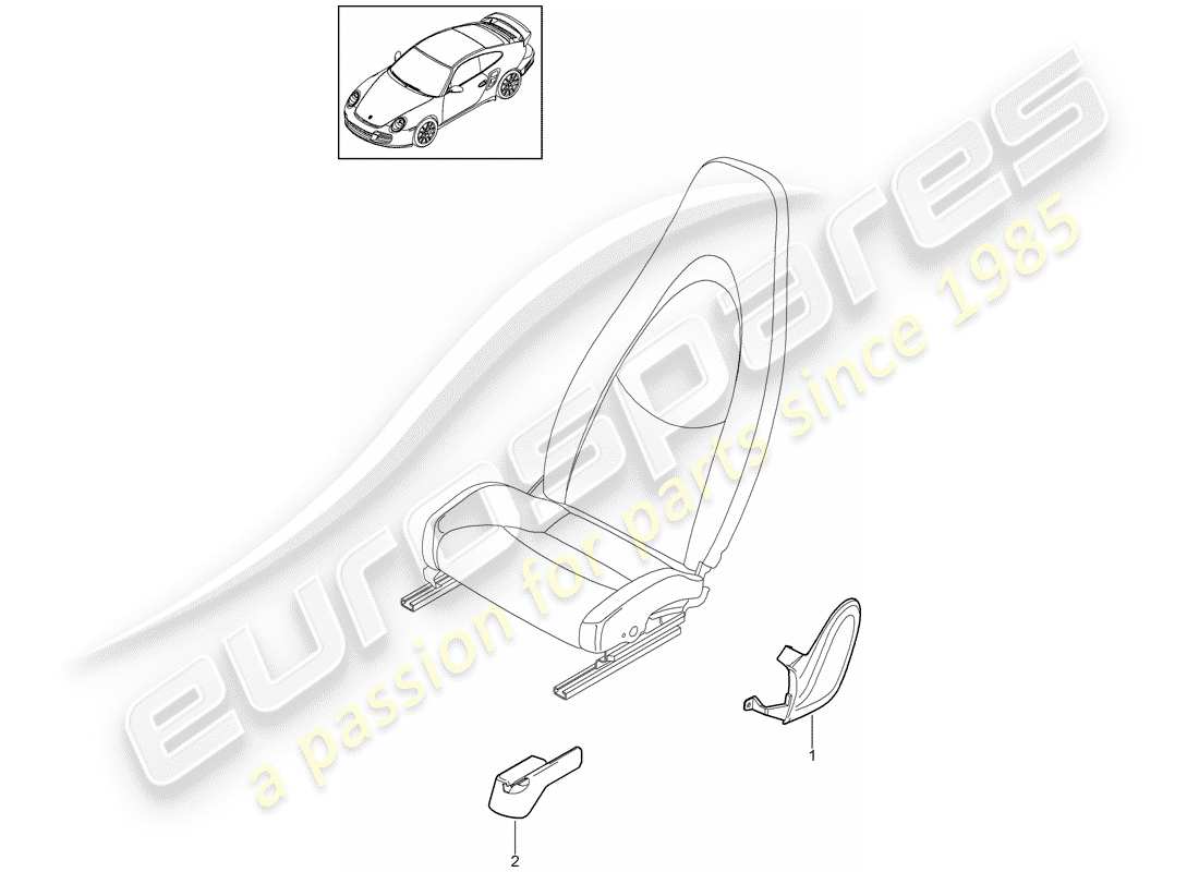porsche 2013 (997-2 turbo / gt2 rs) vordersitz teilediagramm