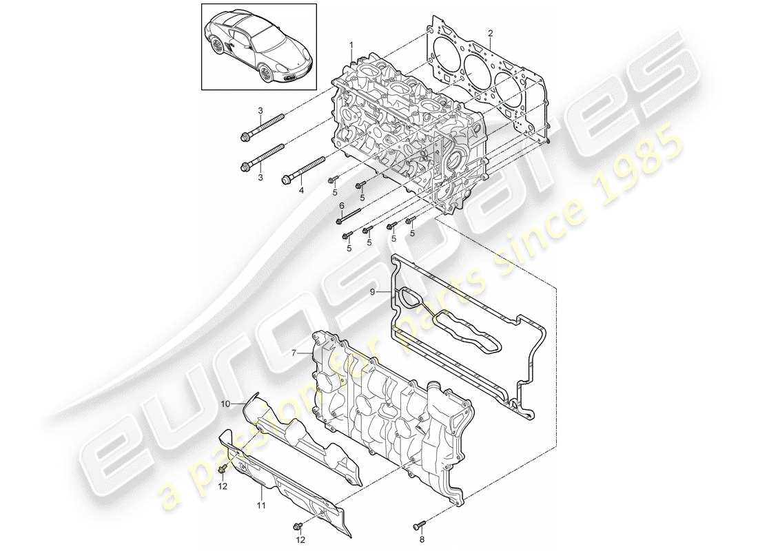 porsche 2009 (987 cayman) zylinderkopf teilediagramm