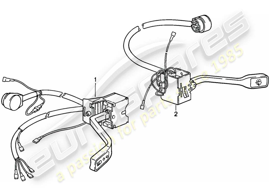 porsche 1986 (911) lenksäulenschalter teilediagramm