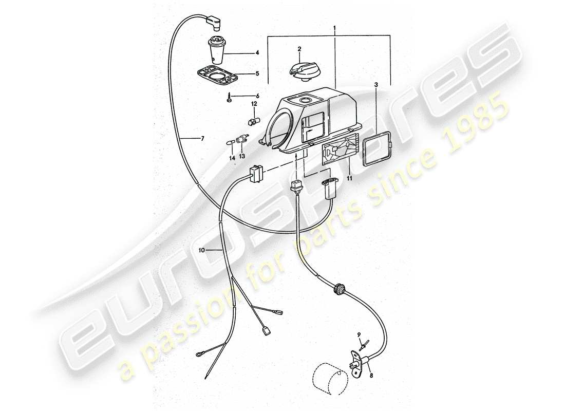 porsche 1976 (911 turbo) steuermechanismus - für - heizung ersatzteildiagramm