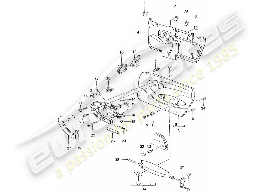 porsche 2004 (996 turbo / gt2) türplatte - zubehör ersatzteildiagramm