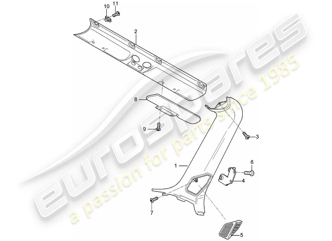 porsche 2004 (carrera gt) sonnenblenden - zierleisten - a-säule ersatzteildiagramm