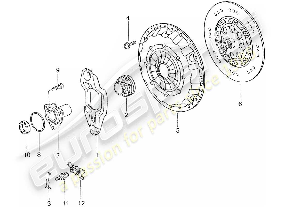 porsche 2000 (996) kupplung teilediagramm