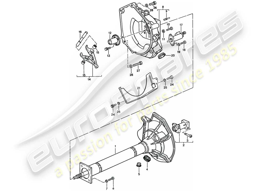 porsche 1983 (944) zentralrohr - für - schaltgetriebe ersatzteildiagramm