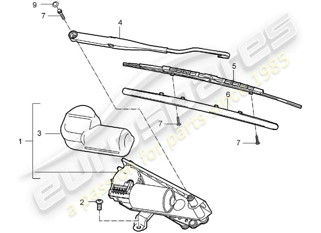 porsche 2004 (carrera gt) scheibenwischersystem - ersatzteildiagramm