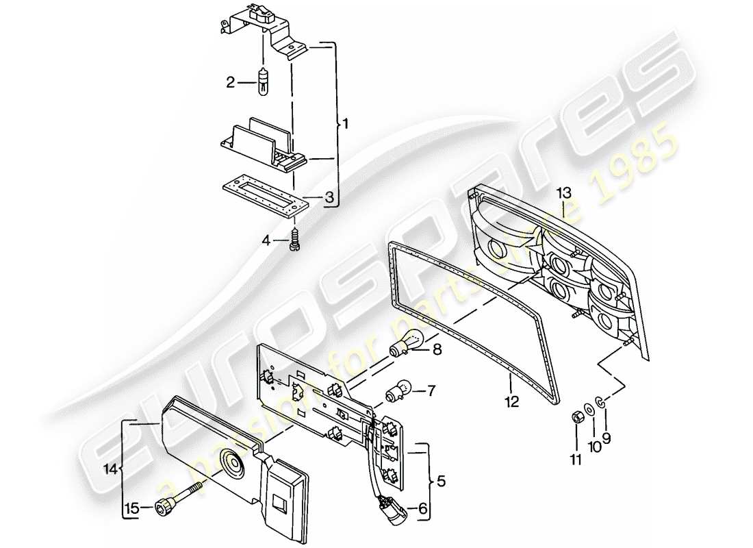 porsche 1979 (924) kennzeichenleuchte - rücklicht ersatzteildiagramm