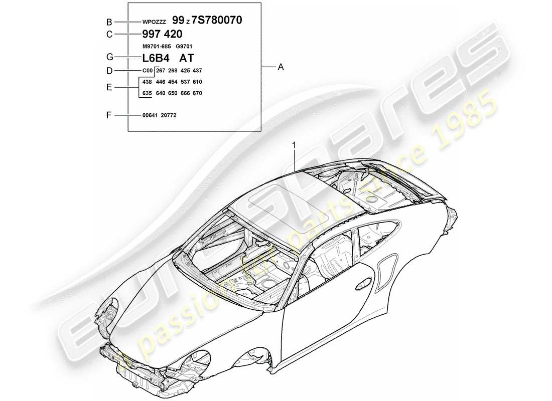 porsche 2009 997-2 turbo / gt2 karosserie - teilediagramm