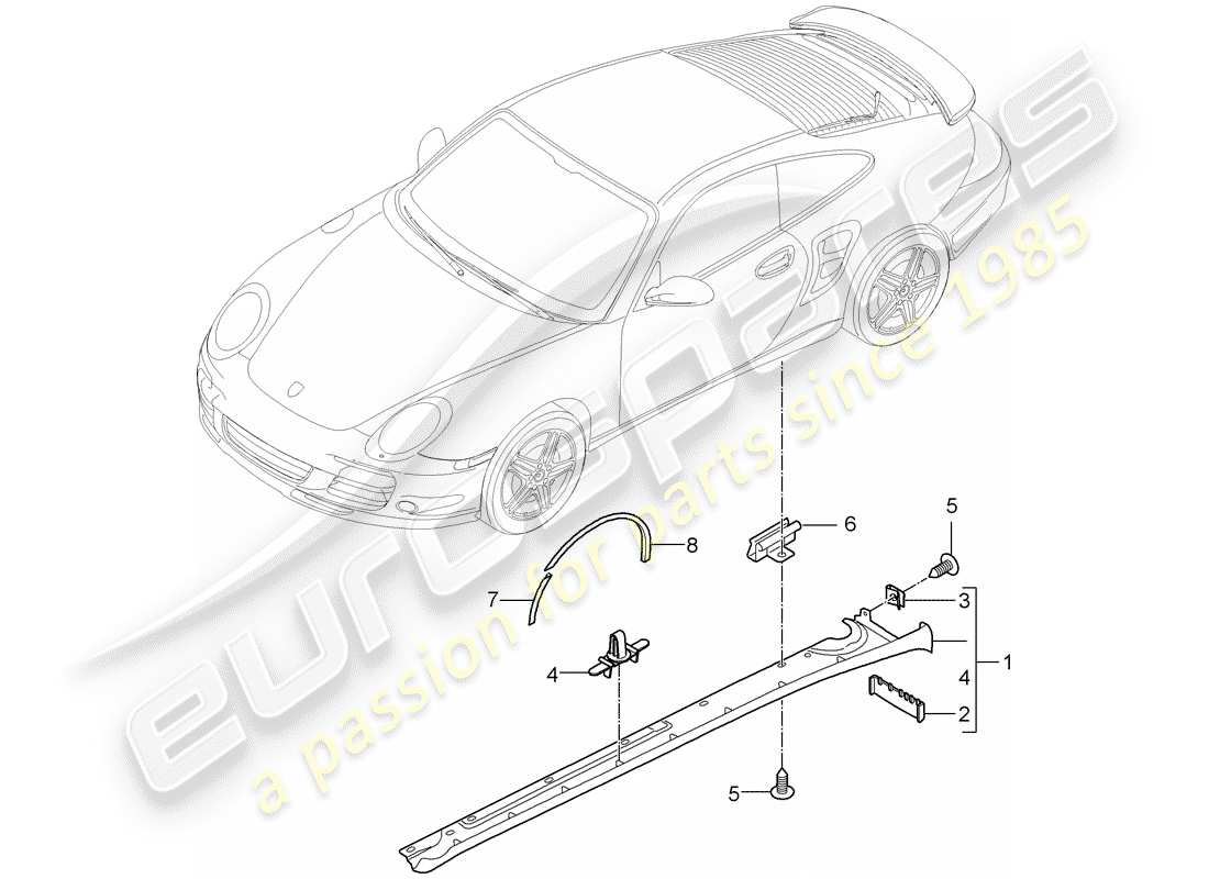porsche 2013 (997-2 turbo / gt2 rs) seitenträgerverkleidung teilediagramm