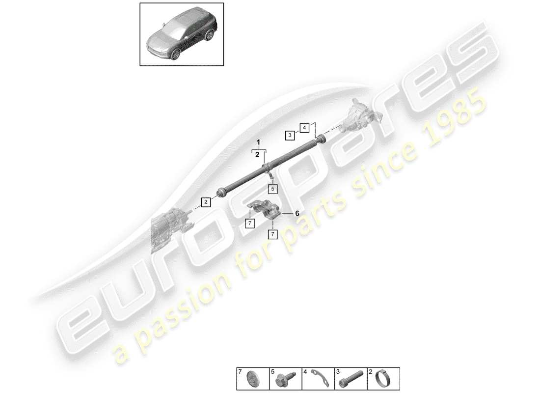 porsche 2020 (cayenne e3 9ya/9yb) gelenkwelle teilediagramm