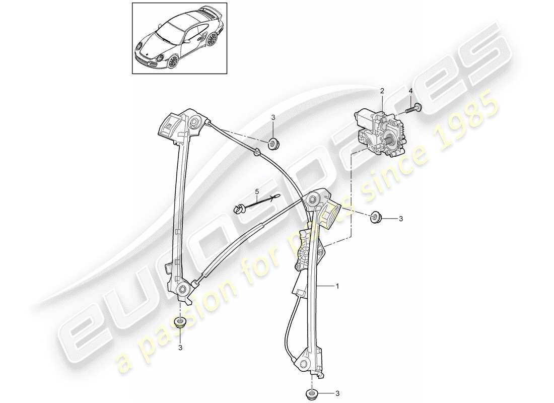 porsche 2011 (997-2 turbo / gt2 rs) fensterheber teilediagramm
