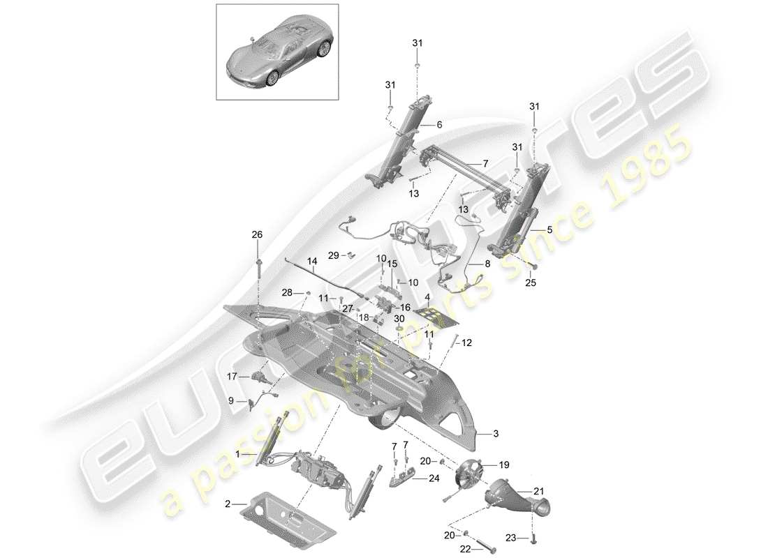 porsche 2015 (918 spyder) antriebseinheit für ersatzteildiagramm