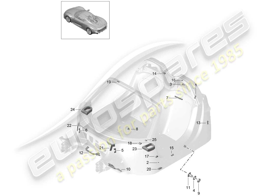 porsche 2015 (918 spyder) spezielles reparaturkonzept ersatzteildiagramm