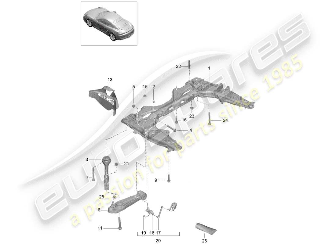 porsche 2016 (981 cayman) quertraeger ersatzteildiagramm
