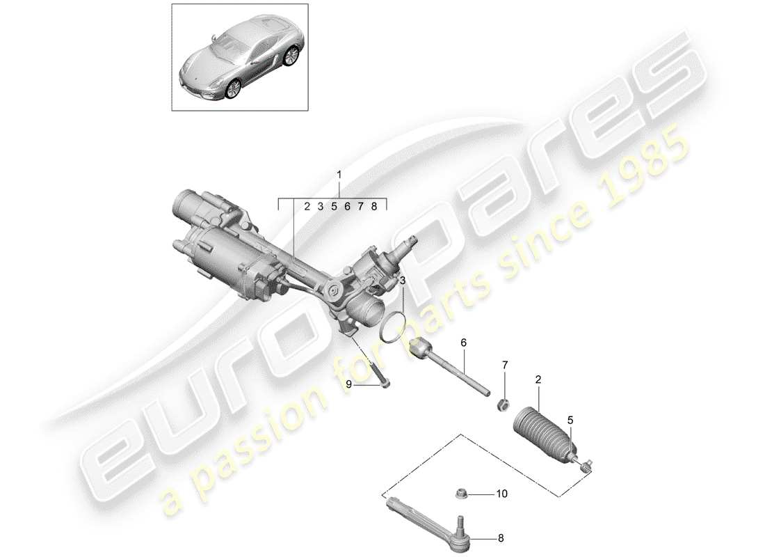 porsche 2014 (981 cayman) lenkgetriebe teilediagramm
