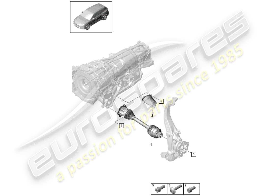 porsche 2020 (cayenne e3 9ya/9yb) antriebswelle teilediagramm