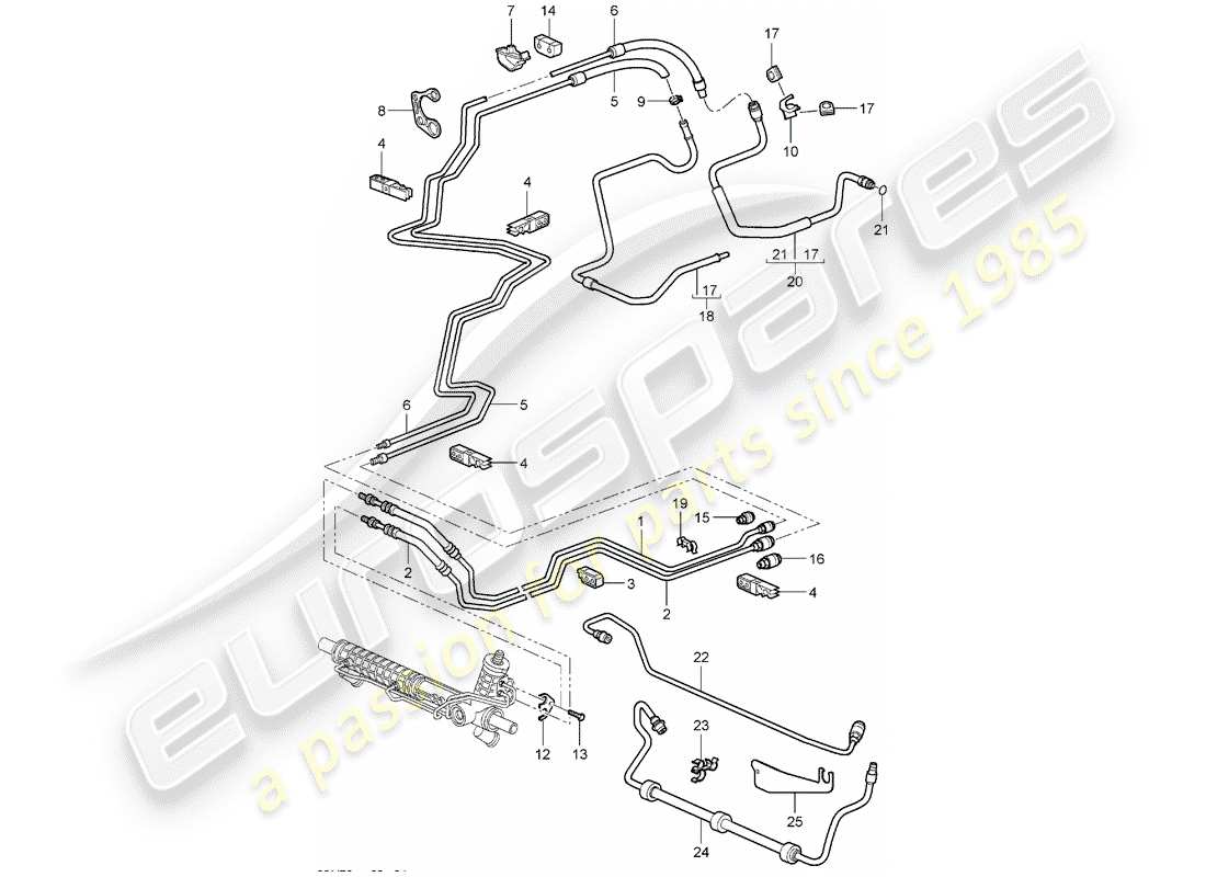 porsche 2008 (997-1) servolenkung - teilediagramm