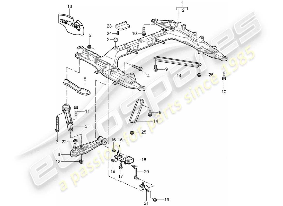 porsche 2008 (997-1) kreuzstück teilediagramm