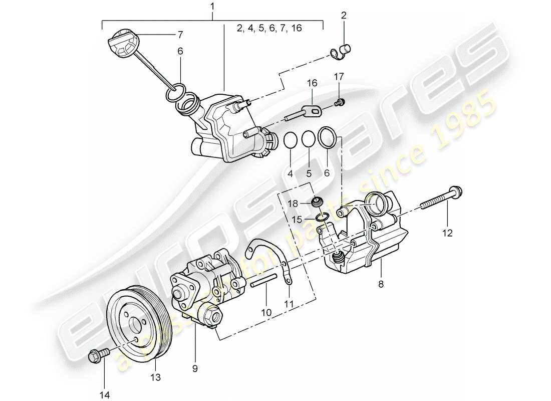porsche 2006 (997-1) servolenkung - teilediagramm