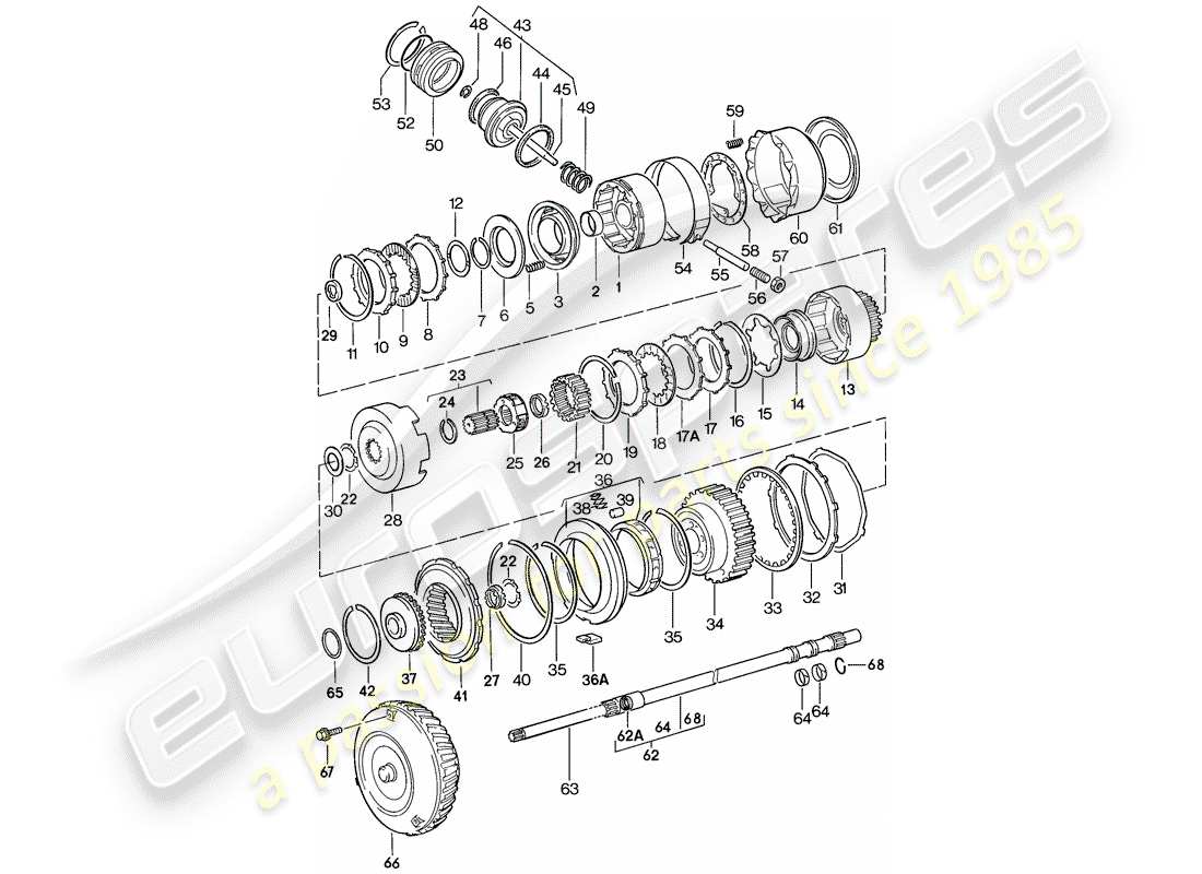 porsche 1982 (944) getriebeteile - automatikgetriebe teilediagramm