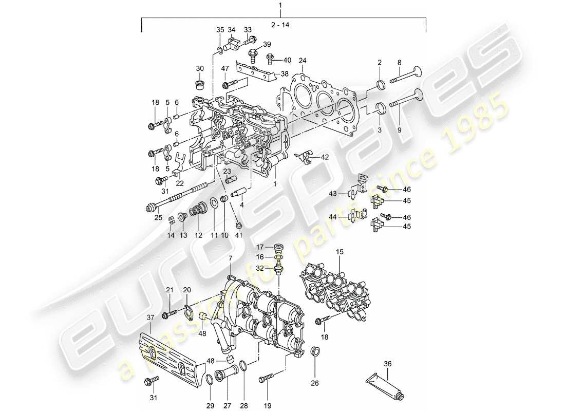 porsche 1998 (996) zylinderkopf - d >> - mj 2001 ersatzteildiagramm