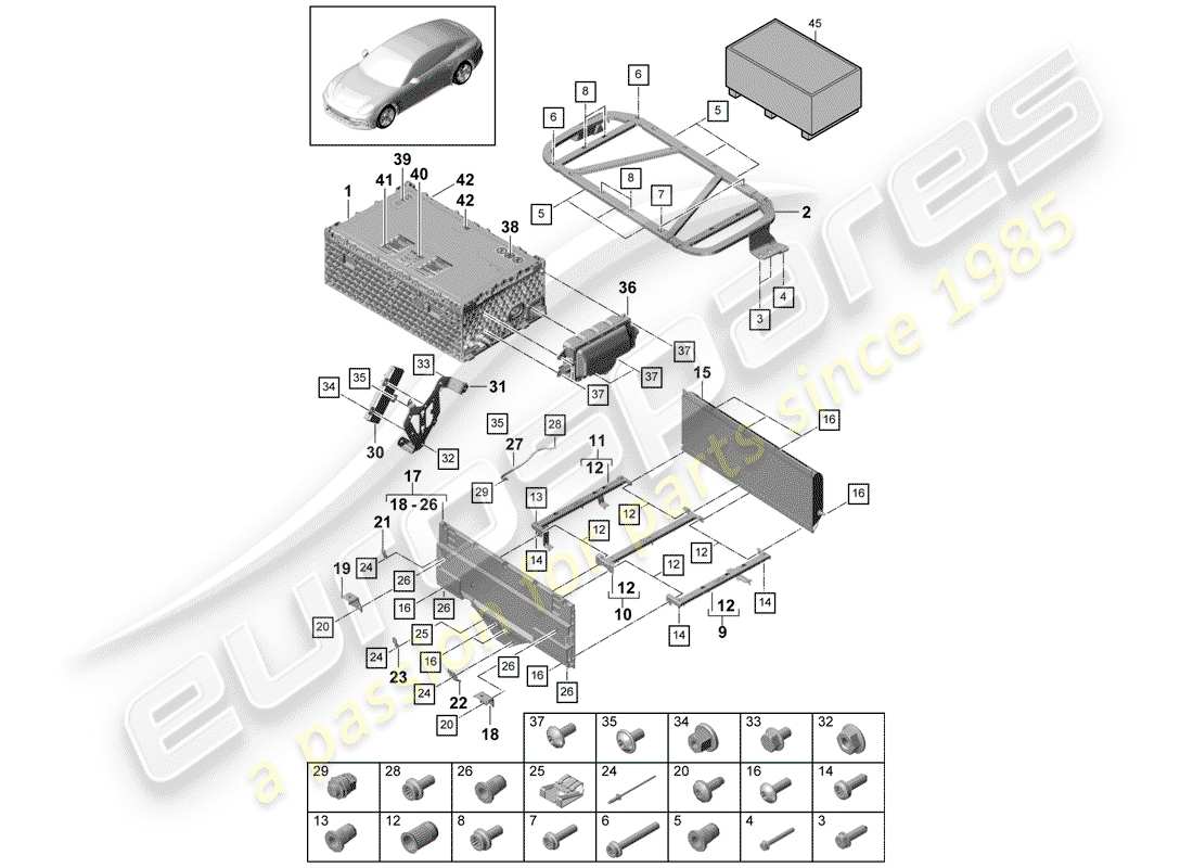 porsche 2019 (panamera 971-1) batterie teilediagramm